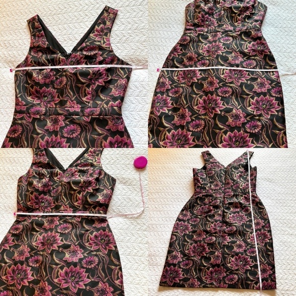J CREW Sleeveless V-Neck Floral Jacquard Sheath Dress Size 6 NWT Pink/Black/Gold - Picture 14 of 17